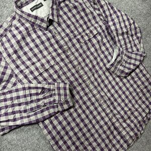 DKNY Jeans Mens Long Sleeve‎ Check Plaid Collared Dress shirt XL Purple Gray